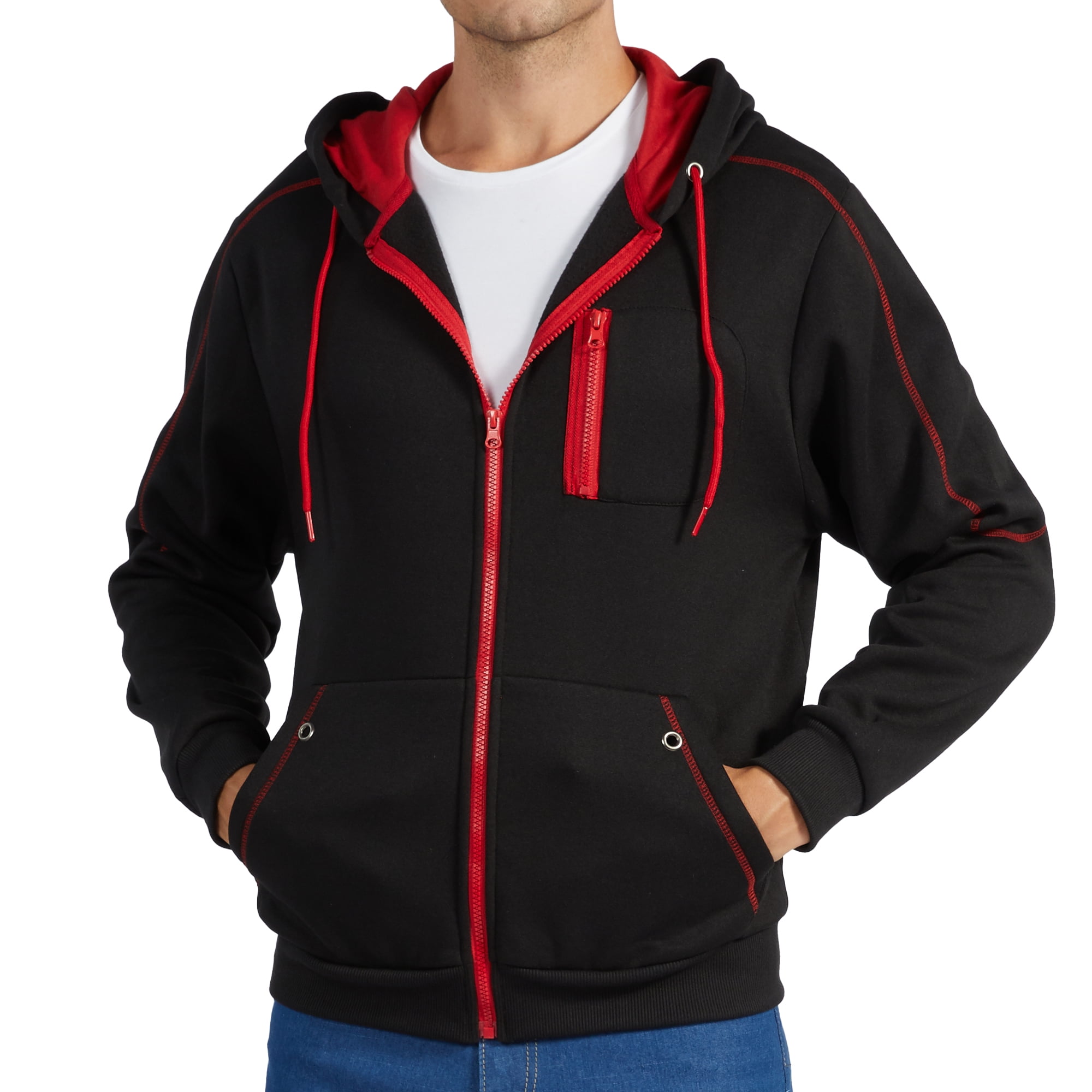 SWISSWELL Lightweight Hoodie for Men Slim fit Jacket for Men Hooded Sweatshirt Zip up Casual Sweater Black Red line M in Nepal at NPR 11240 Rating 5