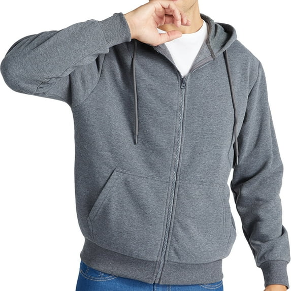 SPEEDRUN Men Hooded Sweatshirt Zip up Casual Sweater, Men's Fleece Full Zip Hoodie Jacket, Gray M