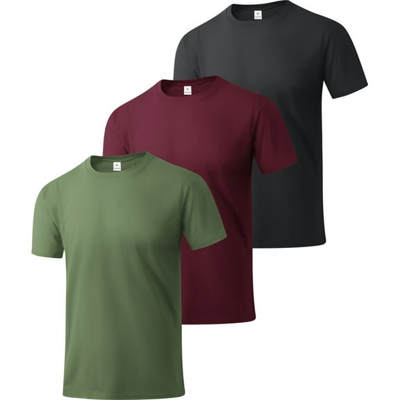 SPEEDRUN Men's Casual T-Shirt 3 Pack Summer Short Sleeve Moisture Wicking Breathable Comfort Fit 2XL