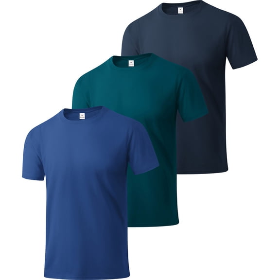 SPEEDRUN Men's Casual T-Shirt 3 Pack Summer Short Sleeve Moisture Wicking Breathable Comfort Fit L