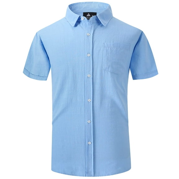 SPEEDRUN Men's Dress Shirt Business Short Sleeve Button Down Shirts Solid Stretch Wrinkle Formal Shirt SkyBlue XL