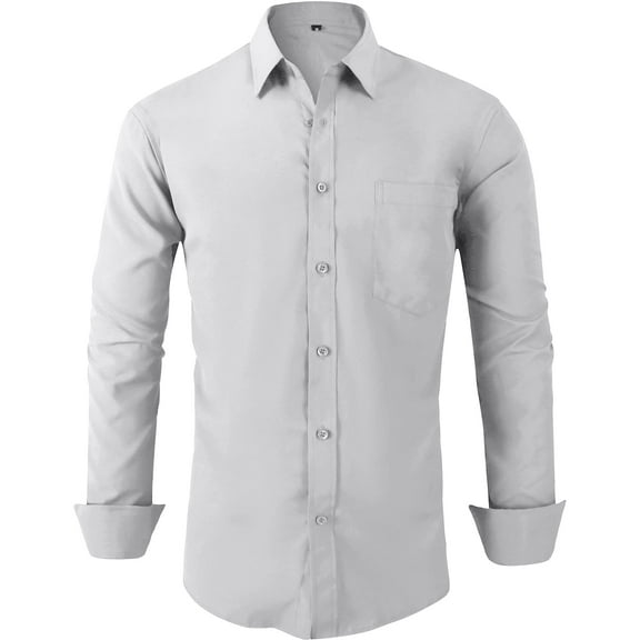 SPEEDRUN Men's Dress Shirts Long Sleeve Stretch Casual Button Down Collar Shirts for Men Dress Shirts Long Sleeve Campanula Gray M