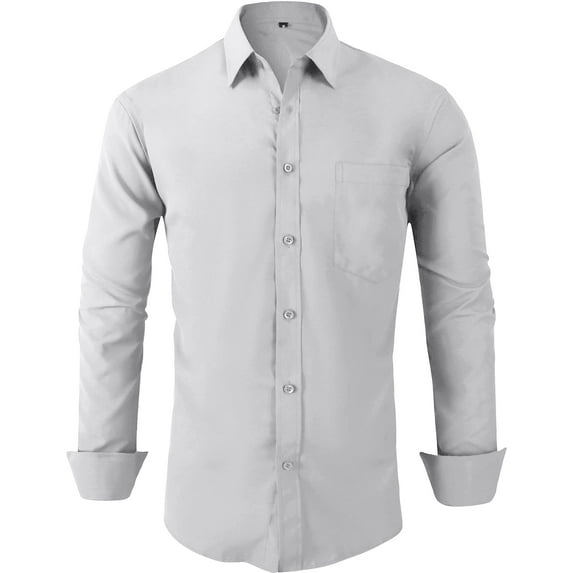 SPEEDRUN Men's Dress Shirts Long Sleeve Stretch Casual Button Down Collar Shirts for Men Dress Shirts Long Sleeve Campanula Gray XL