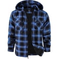 thumbnail image 1 of SPEEDRUN Men's Flannel Hooded Jacket Fleece Sherpa Lined Plaid Shirts Zip Up Sweatshirt Hoodies with 4 Pockets Blue M, 1 of 5