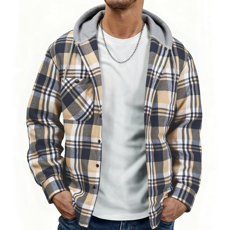 SWISSWELL Men's Flannel Plaid Hoodie Shirt, Long Sleeve, Button SWISSWELL Men's Flannel Plaid Hoodie Shirt, Long Sleeve, Button