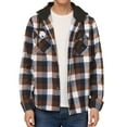 thumbnail image 1 of SPEEDRUN Men's Flannel Hoodie Shirts Casual Button Down Plaid Shirt Jackets for Men Long Sleeve Hooded with Pocket,Brown L, 1 of 7