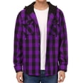 thumbnail image 1 of SPEEDRUN Men's Flannel Hoodie Shirts Casual Button Down Plaid Shirt Jackets for Men Long Sleeve Hooded with Pocket, Purple L, 1 of 7