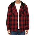 thumbnail image 1 of SPEEDRUN Men's Flannel Hoodie Shirts Casual Button Down Plaid Shirt Jackets for Men Long Sleeve Hooded with Pocket, Red 2XL, 1 of 7