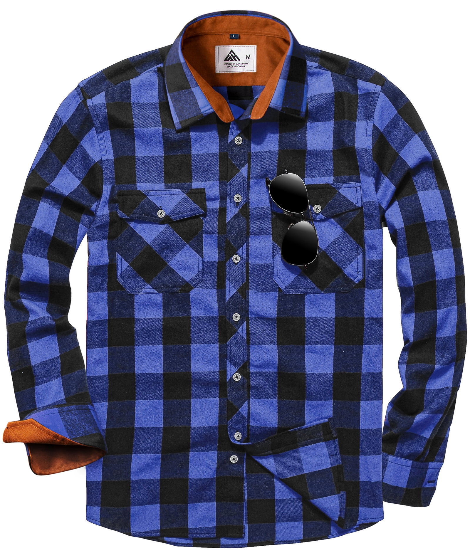 SWISSWELL Men's Flannel Shirts Cotton Long Sleeve Shirt Casual Button