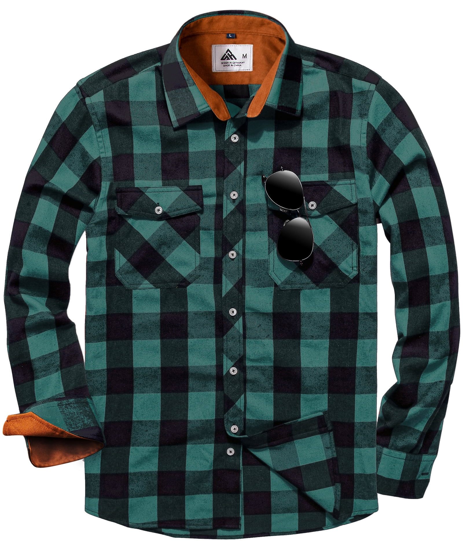 SPEEDRUN Men's Flannel Shirts Cotton Long Sleeve Shirt Casual Button ...
