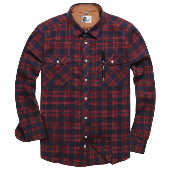 SPEEDRUN Men's Flannel Shirts Cotton Long Sleeve Shirt Casual Button Down Shirts with 2 Pockets