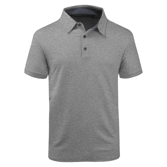 SPEEDRUN Men's Golf Polo Shirts Solid Color Short Sleeve Shirts for Men Classic Polo Shirts Casual Business Polo Shirts for Men Gray 2XL