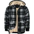 thumbnail image 1 of SPEEDRUN Men's Hoodies for Men Plaid Flannel Jacket Warm Sherpa Fleece Lined Coat Winter Full Zip Up Sweatshirt Black L, 1 of 5