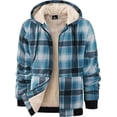 thumbnail image 1 of SPEEDRUN Men's Hoodies for Men Plaid Flannel Jacket Warm Sherpa Fleece Lined Coat Winter Full Zip Up Sweatshirt Light Blue 3XL, 1 of 5
