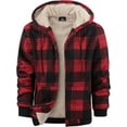thumbnail image 1 of SPEEDRUN Men's Hoodies for Men Plaid Flannel Jacket Warm Sherpa Fleece Lined Coat Winter Full Zip Up Sweatshirt Red L, 1 of 5