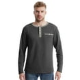 thumbnail image 1 of SPEEDRUN Men's Long Sleeve Henley Shirts Button Placket Leisure Casual Shirt Basic T-Shirt Stand-Up Collar Summer Henley Shirt Dark Gray M, 1 of 8