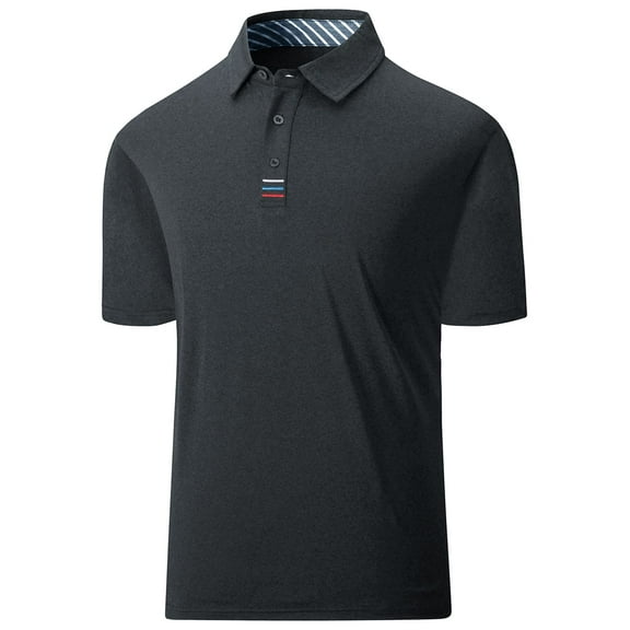 SPEEDRUN Men's Moisture-Wicking Quick-Dry Golf Polo Shirt Casual Business Short Sleeve Black L