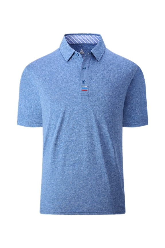 Men's Moisture-Wicking Quick-Dry Golf Polo Shirt Casual Business Short Sleeve Blue XL