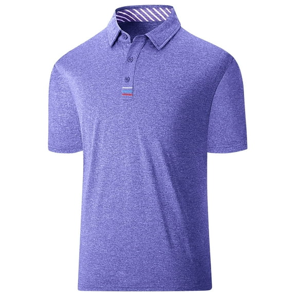 SPEEDRUN Men's Moisture-Wicking Quick-Dry Golf Polo Shirt Casual Business Short Sleeve Purple L