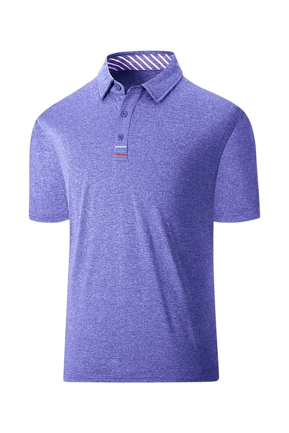 Men's Moisture-Wicking Quick-Dry Golf Polo Shirt Casual Business Short Sleeve Purple L