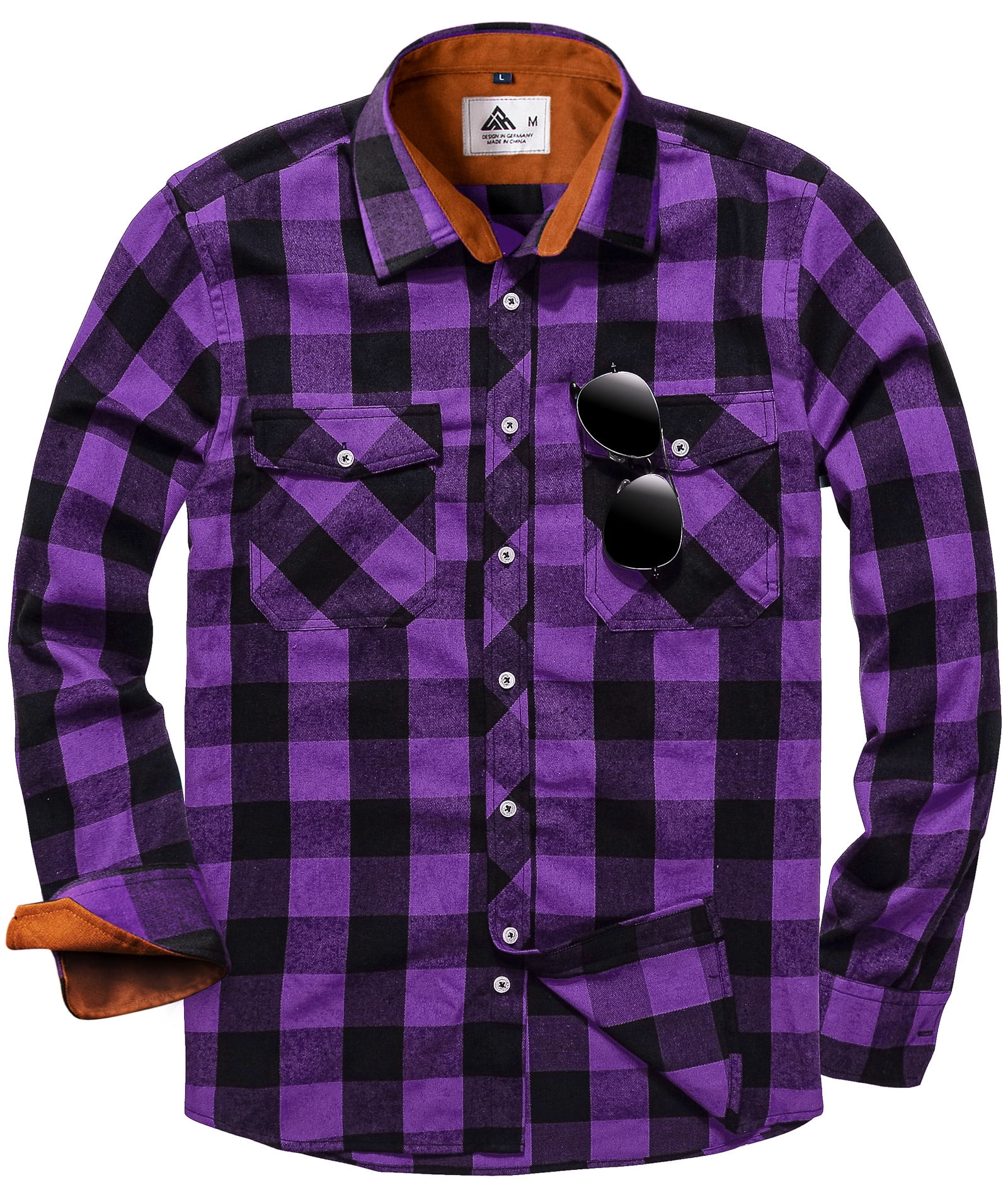 SWISSWELL Men's Plaid Flannel Shirts Cotton Long Sleeve Shirt Casual ...