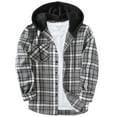thumbnail image 1 of SPEEDRUN Men's Plaid Long Sleeve Shirt Jacket Thicker Warmer with Chest Pocket GrayWhite 2XL, 1 of 7