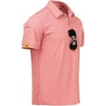 thumbnail image 1 of SPEEDRUN Men's Polo Shirts Short Sleeve Button Golf Shirt Cassic Collar Apricot M, 1 of 4