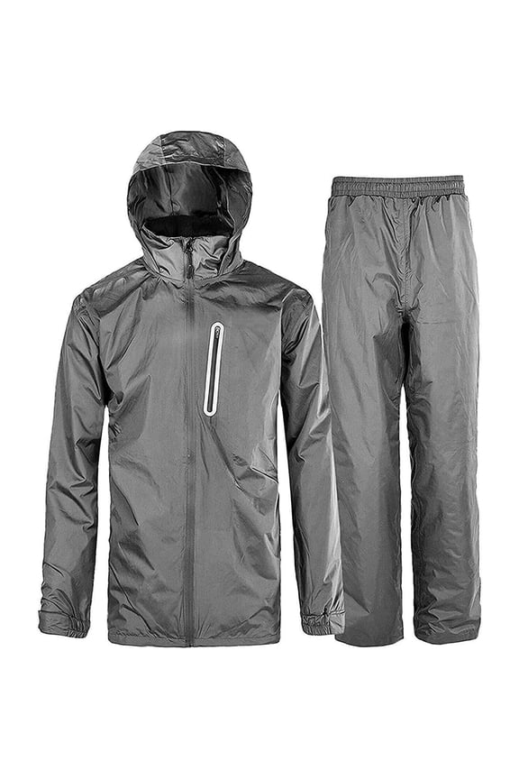 Men's Rain Gear Waterproof Rain Suits Hooded Rain Coats and Pants Graphite M