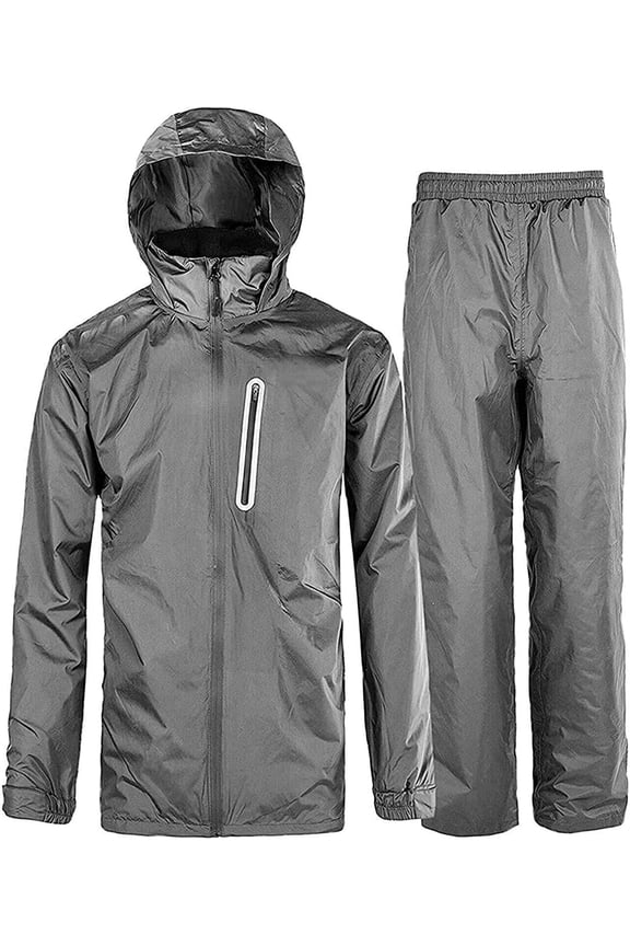 Men's Rain Gear Waterproof Rain Suits Hooded Rain Coats and Pants Graphite S