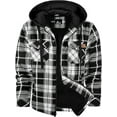 thumbnail image 1 of SPEEDRUN Men's Thick Fleece Plaid Jacket Flannel Shirts Sherpa Lined Full Zip Up Hoodie Winter Coat with Pockets Black&White XL, 1 of 5