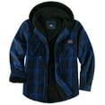 thumbnail image 1 of SPEEDRUN Men's Thick Fleece Plaid Jacket Flannel Shirts Sherpa Lined Full Zip Up Hoodie Winter Coat with Pockets Dark Navy 3XL, 1 of 5