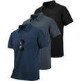thumbnail image 1 of SPEEDRUN Mens 3 Pack Polo Shirts with Pocket Short Sleeve Moisture Wicking Outdoor Tactical Shirt Summer Casual 2XL, 1 of 5