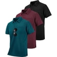 thumbnail image 1 of SPEEDRUN Mens 3 Pack Polo Shirts with Pocket Short Sleeve Moisture Wicking Outdoor Tactical Shirt Summer Casual M, 1 of 6