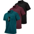 thumbnail image 1 of SPEEDRUN Mens 3 Pack Polo Shirts with Pocket Short Sleeve Moisture Wicking Outdoor Tactical Shirt Summer Casual M, 1 of 5