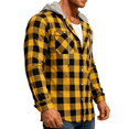 thumbnail image 1 of SPEEDRUN Mens Casual Button Down Long Sleeve Shirts Flannel Plaid Hoodies Shirts Casual Plaid Lightweight Jackets Shirt Yellow XL, 1 of 7