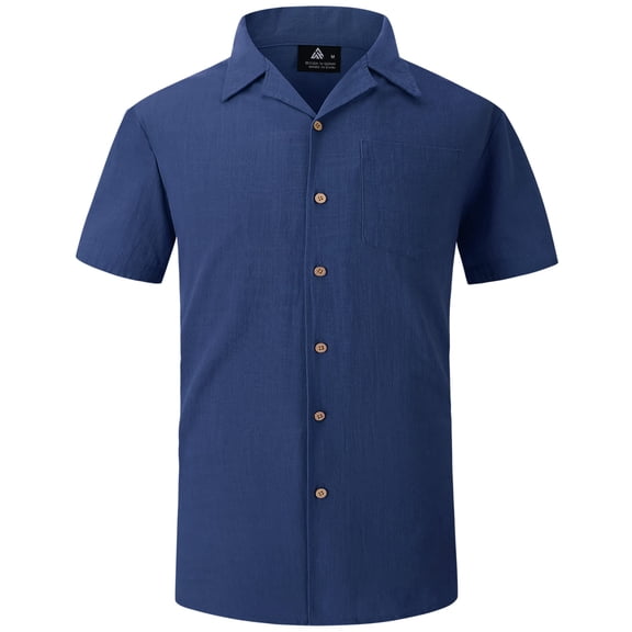 SPEEDRUN Mens Dress Shirts Regular Fit Short Sleeve Casual Business Shirt Navy L