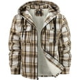 thumbnail image 1 of SPEEDRUN Mens Flannel Hoodie Plaid Jacket Fleece Sherpa Lined Full Zip Up Sweatshirt Winter Hooded Shirts Coat Khaki 2XL, 1 of 5