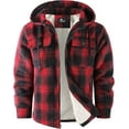 thumbnail image 1 of SPEEDRUN Mens Flannel Hoodie Plaid Jacket Fleece Sherpa Lined Full Zip Up Sweatshirt Winter Hooded Shirts Coat Red M, 1 of 5