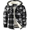 thumbnail image 1 of SPEEDRUN Mens Flannel Hoodie Plaid Jacket Fleece Sherpa Lined Full Zip Up Sweatshirt Winter Hooded Shirts Coat with 4 Pockets Black M, 1 of 5
