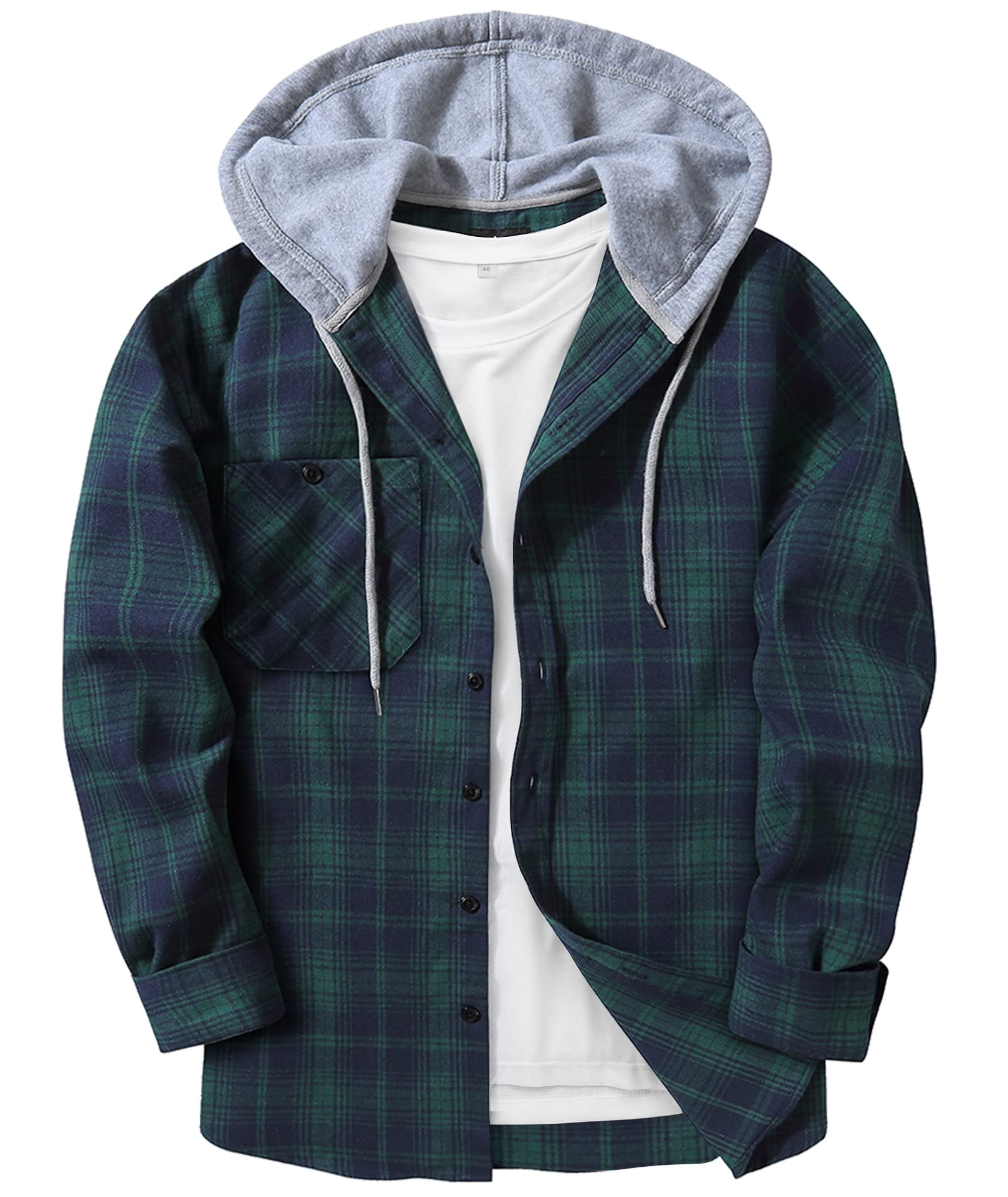 SWISSWELL Mens Flannel Hoodie Shirts Casual Long Sleeve Hoodie Shirt