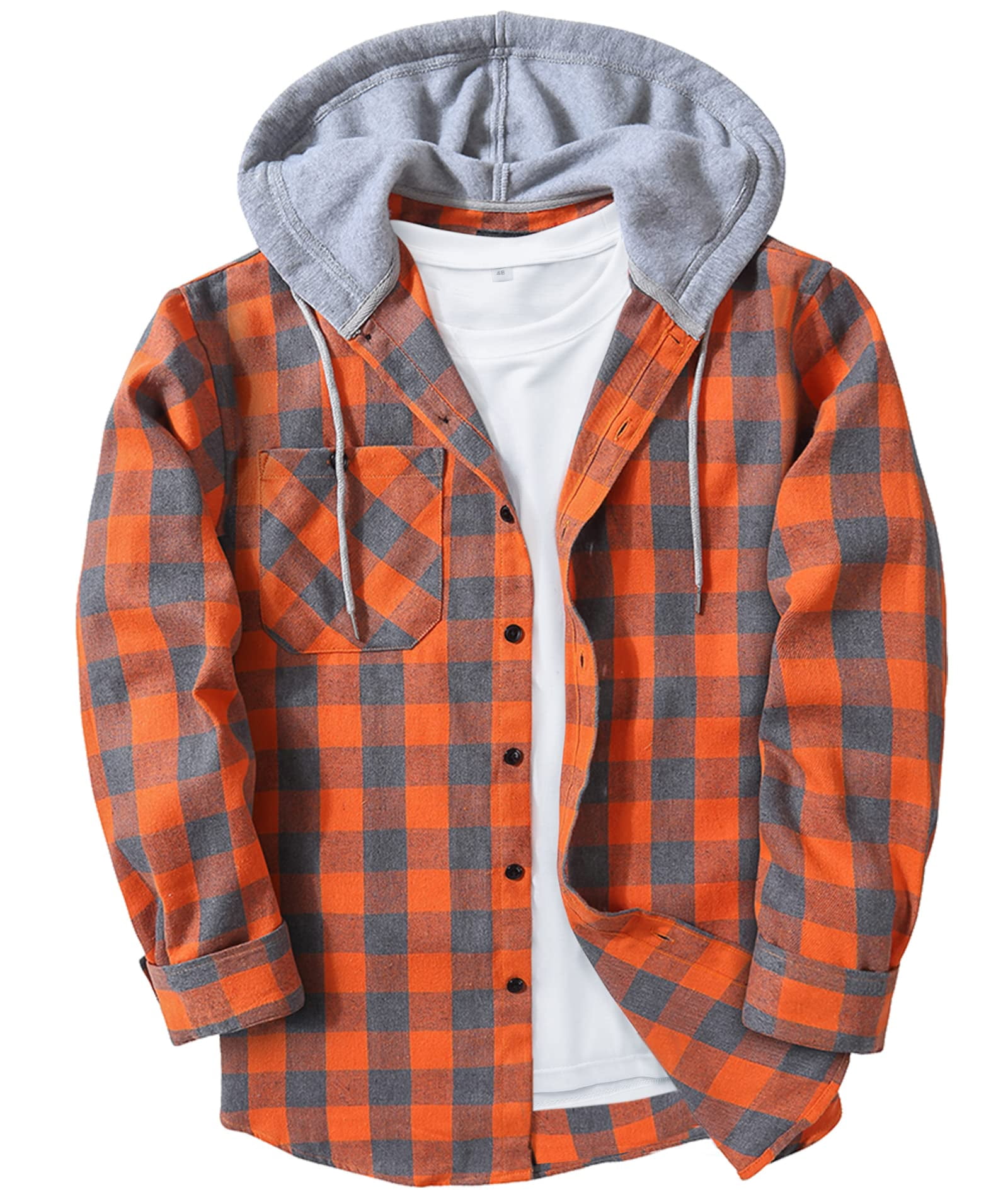 SWISSWELL Mens Flannel Hoodie Shirts Casual Long Sleeve Hoodie Shirt