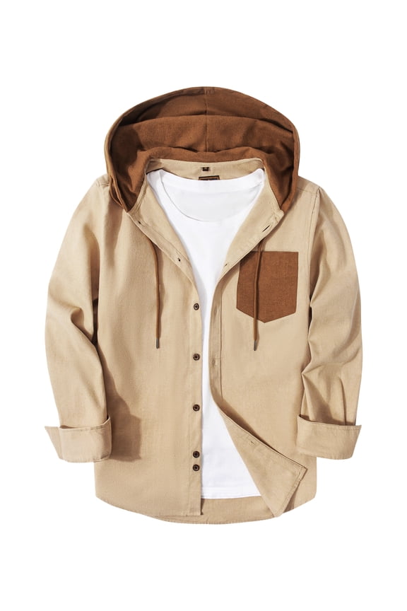 Mens Flannel Hoodie Shirts Casual Long Sleeve Hoodie Shirt Jacket for Men Button Down Flannel Plaid Shackets with Hood