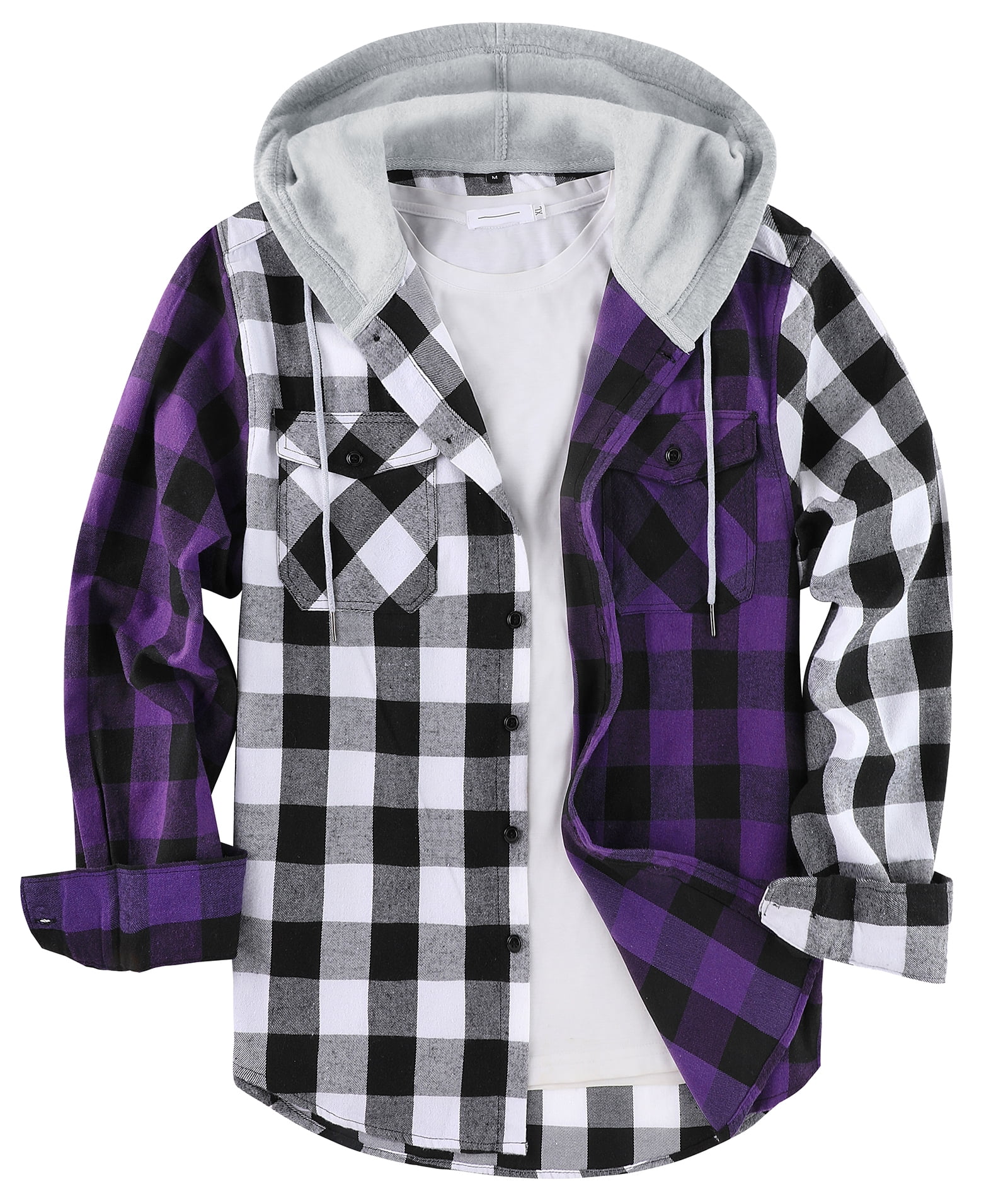 SWISSWELL Mens Flannel Hoodie Shirts Casual Long Sleeve Hoodie Shirt