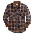 thumbnail image 1 of SPEEDRUN Mens Flannel Plaid Shirts Casual Button Down Flannel Plaid Shackets for Men Long Sleeve Casual Plaid Jackets with Hoodie Orange Navy 2XL, 1 of 1