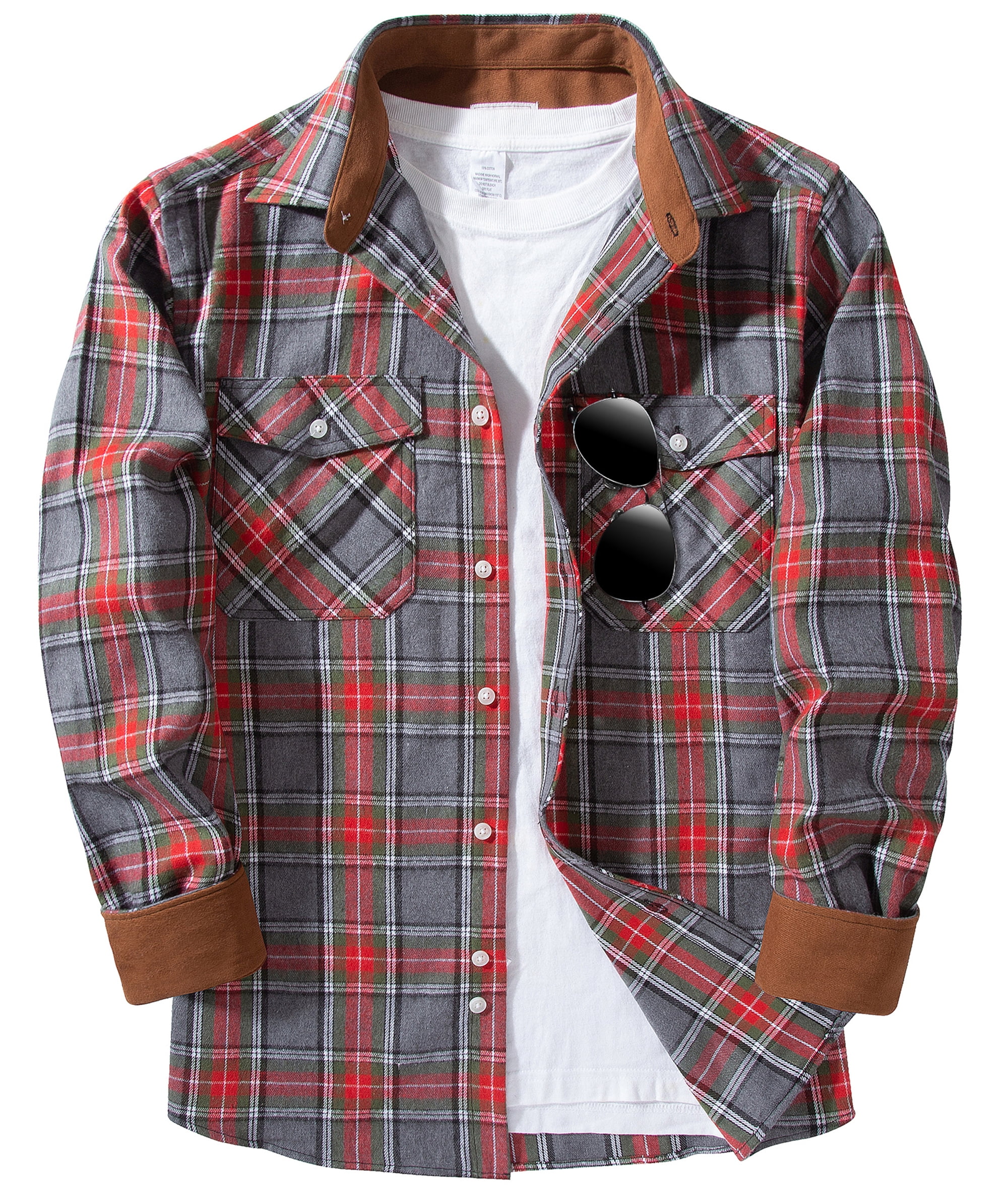 Mens Plaid Long Sleeve Flannel