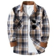 thumbnail image 1 of SPEEDRUN Mens Flannel Plaid Shirts Casual Button Down Flannel Plaid Shackets for Men Long Sleeve Casual Plaid Jackets with Hoodie Navy Beige White 2XL, 1 of 1