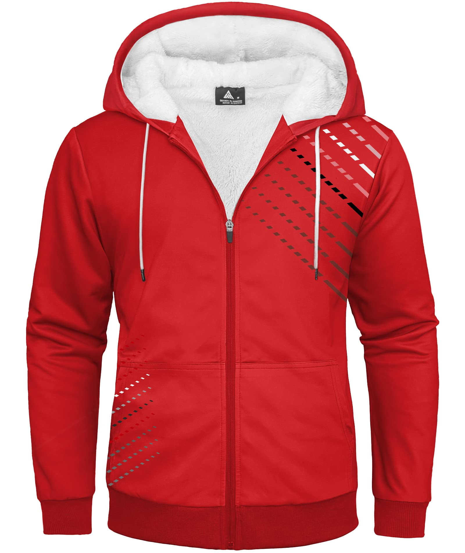 SWISSWELL Mens Novelty Hoodies Zip Up Graphic Heavy Fleece Sweatshirts Sherpa Lined Print Design Extra Thick Red M