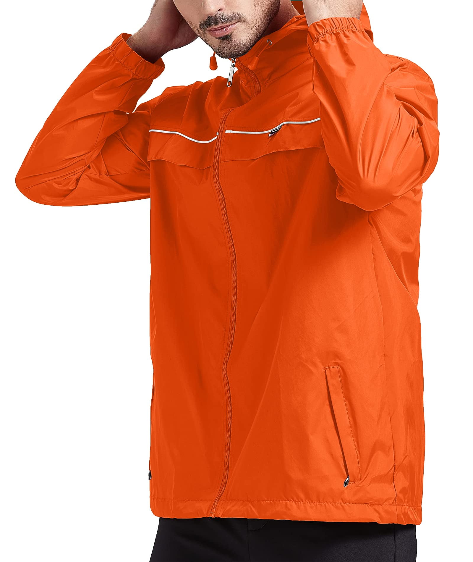 SWISSWELL Mens Rain Jackets Men Waterproof breathable Lightweight  Windbreaker with Hood Outdoor Raincoat for Hiking Running Travel Grey L 