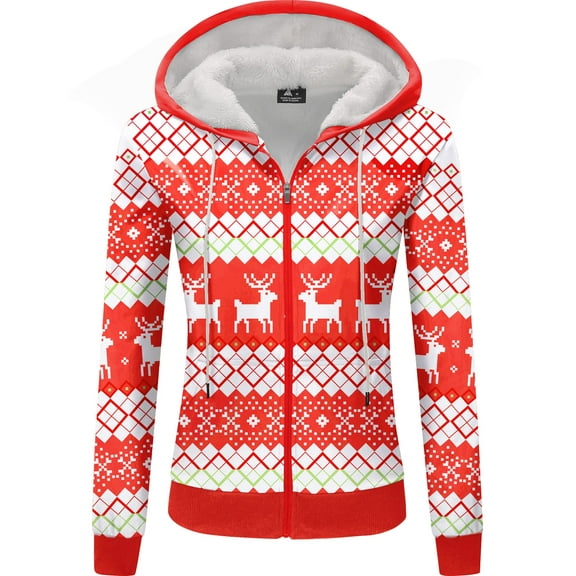 SPEEDRUN Zipper Hoodies for Women Sherpa Lined Winter Fleece Sweatshirt Full Zip Up Thick