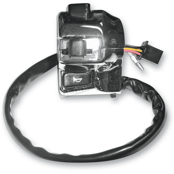 K&S Technologies Universal Turn Signal Switch Chrome, 7/8" Handlebars, High-Low Beam, Horn, 25" Wire, 9-Pin Connector (12-0041)